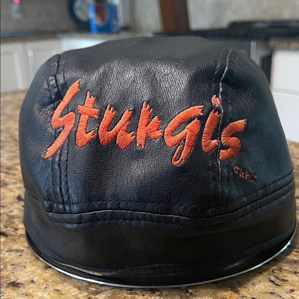 Sturgis Black Leather Cap